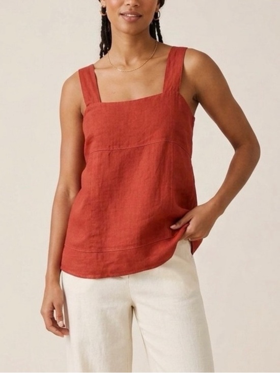 Francesca Bettini Tops - Francesca Bettini 100% Linen Tank Top Made in Italy Hibiscus